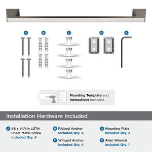 Amerock BH36003G10 Brushed Nickel Towel Bar 18 in (457 mm) Towel Rack Blackrock Bathroom Towel Holder Bathroom Hardware Bath Accessories