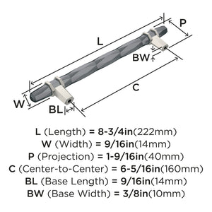 Amerock Cabinet Pull Black Chrome/Satin Nickel 6-5/16 inch (160 mm) Center-to-Center London 1 Pack Drawer Pull Drawer Handle Cabinet Hardware