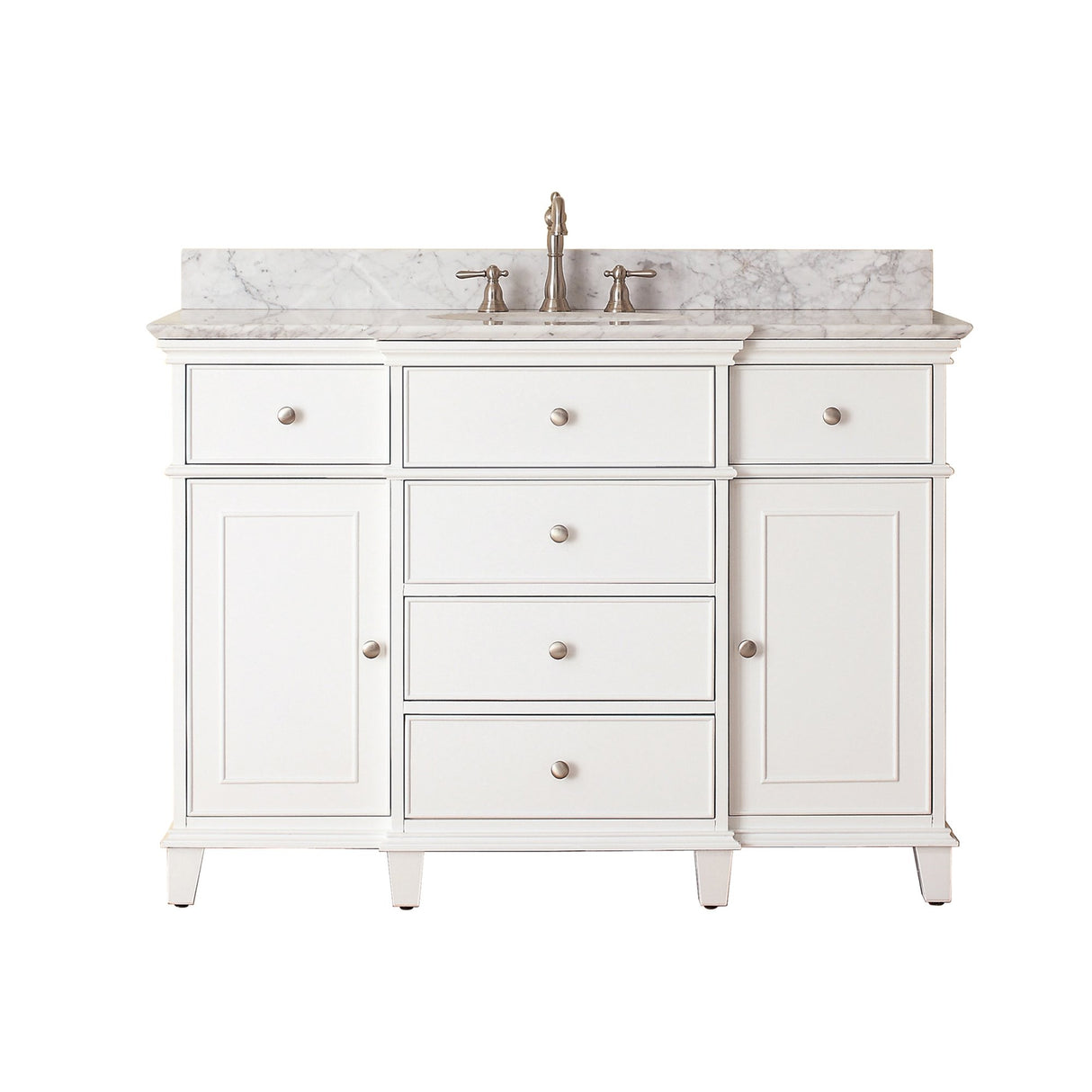 Avanity Windsor 49 in. Vanity in White finish with Carrara White Marble Top