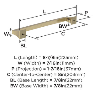 Amerock BP53535BBZ Golden Champagne Cabinet Pull 8 in (203 mm) Center-to-Center Cabinet Handle Mulholland Drawer Pull Kitchen Cabinet Handle Furniture Hardware