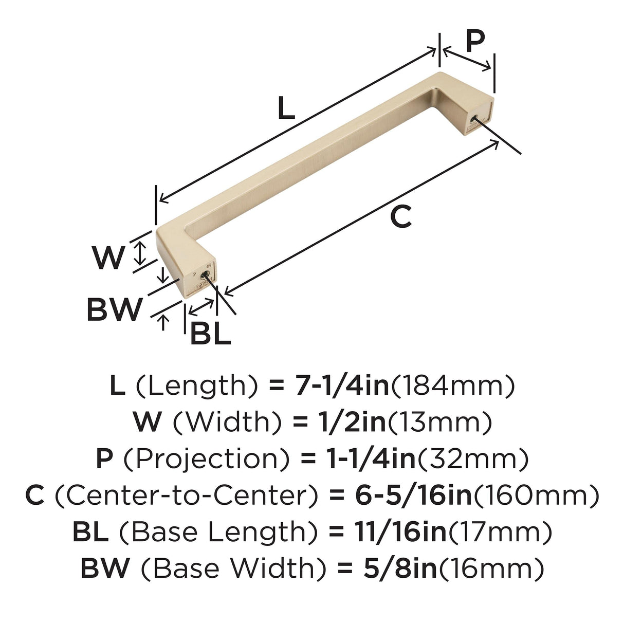 Amerock Cabinet Pull Champagne Bronze 6-5/16 inch (160 mm) Center to Center Blackrock 1 Pack Drawer Pull Drawer Handle Cabinet Hardware