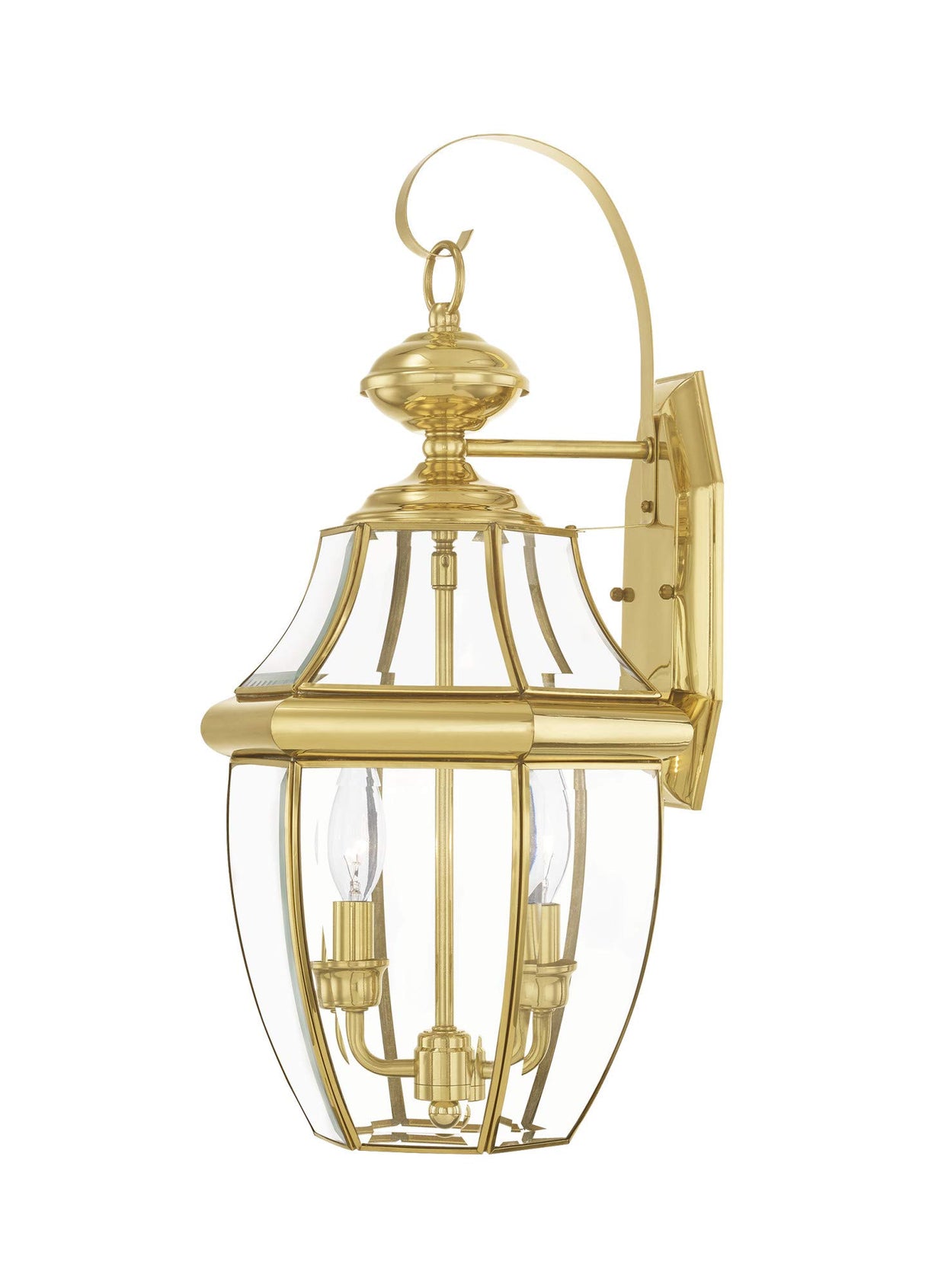Livex Lighting 2251-01 Monterey 2 Light Outdoor Antique Brass Finish Solid Brass Wall Lantern with Clear Beveled Glass