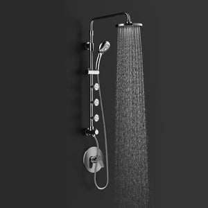 PULSE ShowerSpas 1028-CH Lanikai Shower System with 8" Rain Showerhead, 3 Dual-Function Body Spray Jets, 5-Function Hand Shower, Polished Chrome, 2.5 GPM