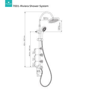 PULSE ShowerSpas 7001-CH Riviera Shower System with 8" Rain Showerhead, 3 Body Sprays, 5-Function Hand Shower, Polished Chrome Finish