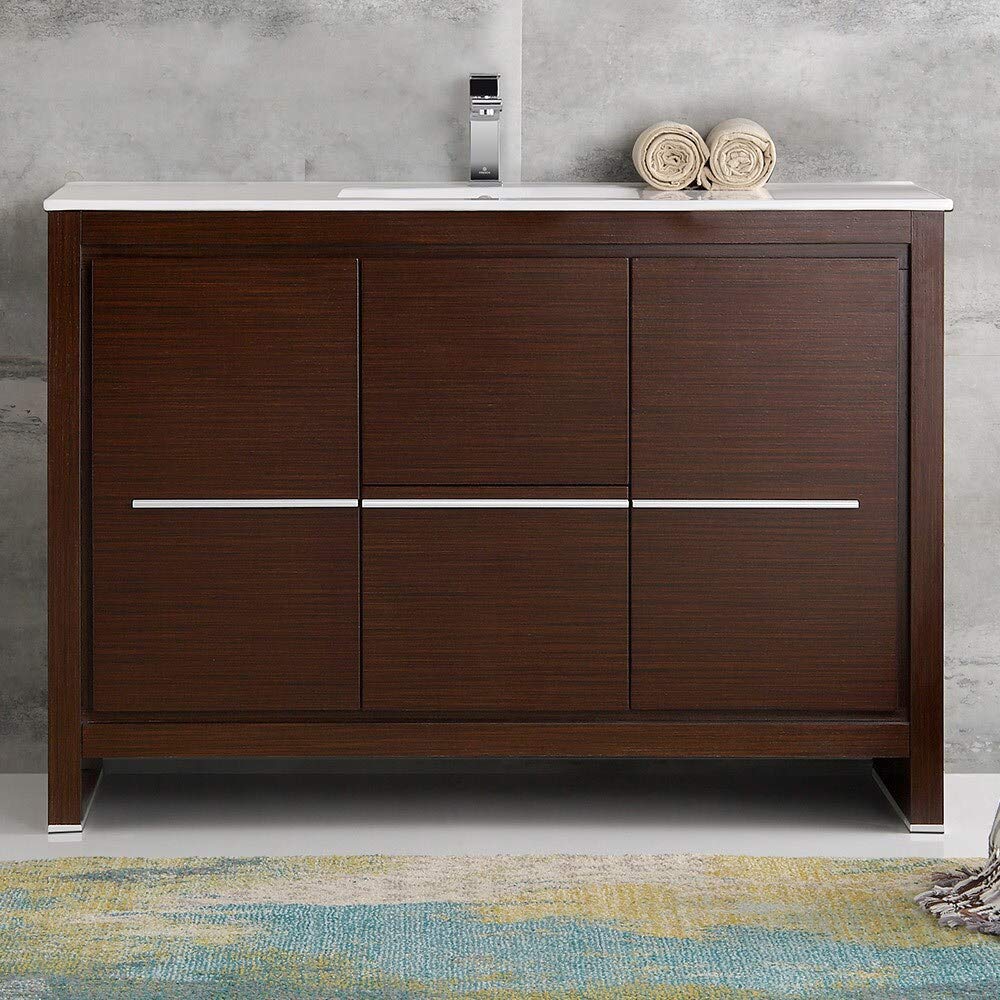 Fresca FCB8148WG-I Fresca Allier 48" Wenge Brown Modern Bathroom Cabinet w/ Sink