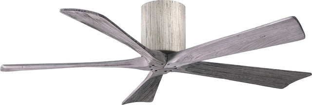 Matthews Fan IR5H-BW-BW-52 Irene-5H five-blade flush mount paddle fan in Barn Wood finish with 52” solid barn wood tone blades. 