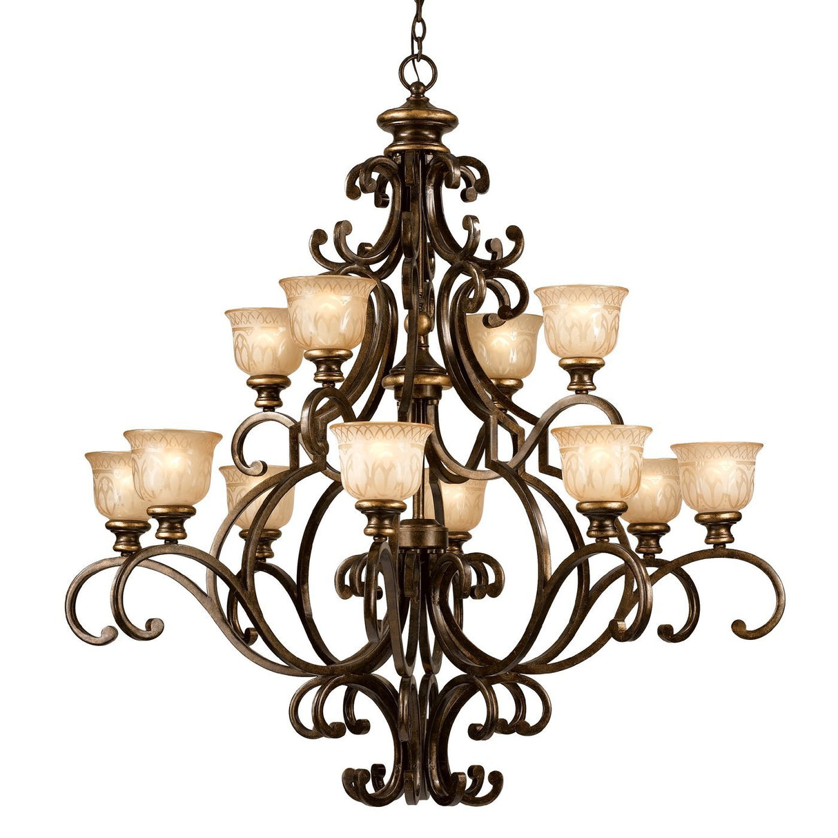Crystorama 7512-BU-GT-MWP  Crystal Accents 12 Light Chandelier from Norwalk collection in Bronze/Darkfinish,