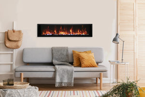 Amantii SYM-SLIM-60 Symmetry Xtraslim Smart Electric  -60" WiFi Enabled Fireplace, Featuring a  MultiFunction  Remote Control, Multi Speed Flame Motor