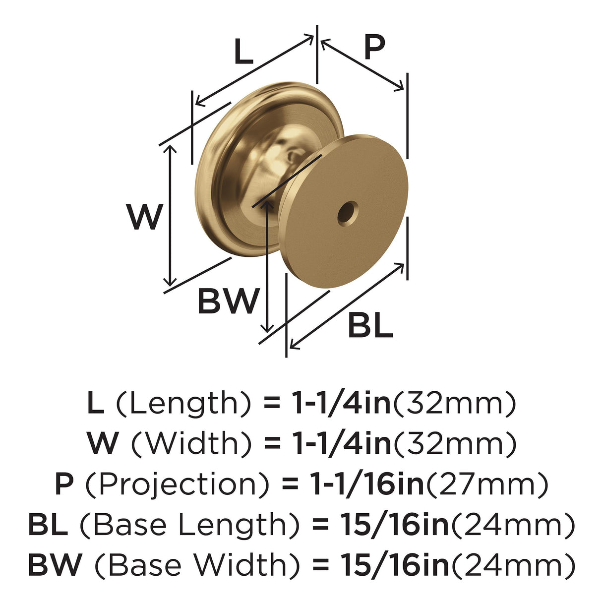 Amerock Cabinet Knob |Champagne Bronze 1-1/4 in (32 mm) Diameter Drawer Knob Ravino Kitchen and Bath Hardware Furniture Hardware