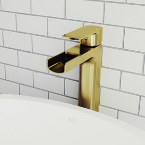 VIGO Amada 10.375 inch H Single Hole Single Handle Bathroom Faucet in Matte Gold - Vessel Sink Faucet VG03026MG