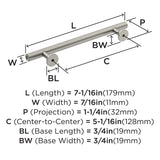 Amerock Cabinet Pull Satin Nickel 5-1/16 inch (128 mm) Center-to-Center Radius 1 Pack Drawer Pull Cabinet Handle Cabinet Hardware