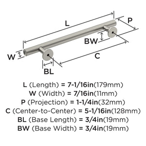 Amerock Cabinet Pull Satin Nickel 5-1/16 inch (128 mm) Center-to-Center Radius 1 Pack Drawer Pull Cabinet Handle Cabinet Hardware