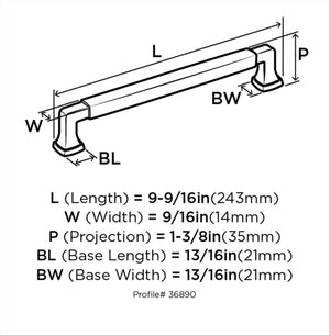 Amerock BP36890FB Stature Cabinet Pull, 8-13/16 in (224 mm) Center-to-Center, Matte Black