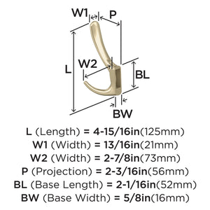 Amerock HBX37013BBZ Finesse Triple Prong Decorative Wall Hook Golden Champagne Hook for Coats, Hats, Backpacks, Bags Hooks for Bathroom, Bedroom, Closet, Entryway, Laundry Room, Office