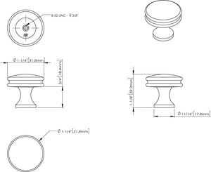 Jeffrey Alexander 445BNBDL 1-1/4" Diameter Brushed Pewter Marie Cabinet Knob