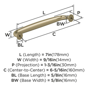 Amerock Cabinet Pull Golden Champagne 6-5/16 in (160 mm) Center-to-Center Drawer Pull Renown Kitchen and Bath Hardware Furniture Hardware