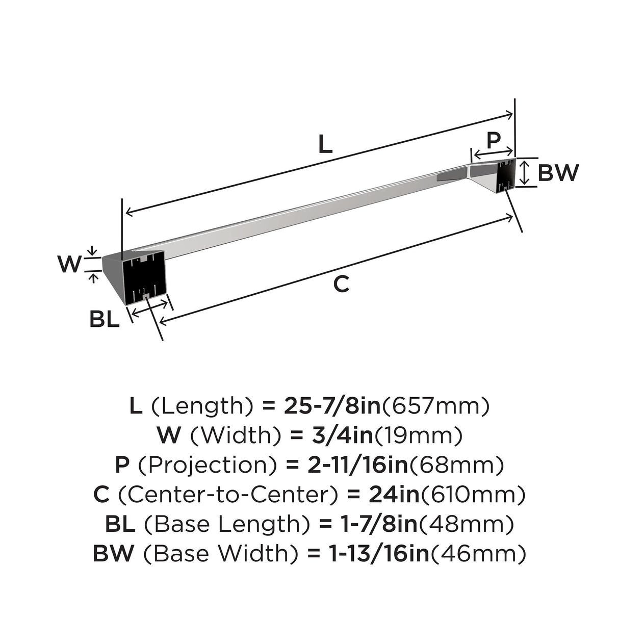 Amerock BH3600426 Chrome Towel Bar 24 in (610 mm) Towel Rack Blackrock Bathroom Towel Holder Bathroom Hardware Bath Accessories Hand Towel Holder