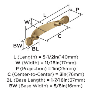 Amerock Cabinet Pull Champagne Bronze 3 in (76 mm) Center-to-Center Drawer Pull Inspirations Kitchen and Bath Hardware Furniture Hardware