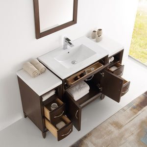 Fresca FVN21-123012AC Fresca Cambridge 54" Antique Coffee Traditional Bathroom Vanity w/ Mirror