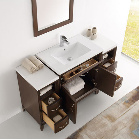 Fresca FVN21-123012AC Fresca Cambridge 54" Antique Coffee Traditional Bathroom Vanity w/ Mirror