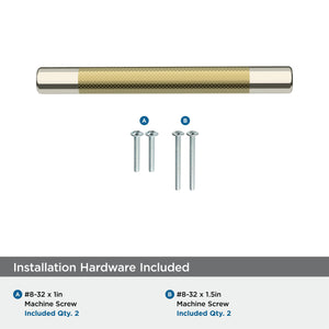 Amerock Cabinet Pull Polished Nickel/Golden Champagne 5-1/16 inch (128 mm) Center-to-Center Esquire 1 Pack Drawer Pull Drawer Handle Cabinet Hardware