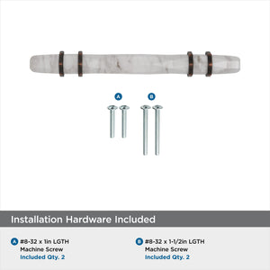 Amerock Cabinet Pull Marble White/Oil-Rubbed Bronze  3-3/4 inch (96 mm) Center to Center Carrione 1 Pack Drawer Pull Drawer Handle Cabinet Hardware