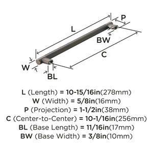 Amerock Kitchen Cabinet Pull Oil Rubbed Bronze 10-1/16 in (256 mm) Center-to-Center Bronx 1 Pack Furniture Hardware Cabinet Handle Bathroom Drawer Pull
