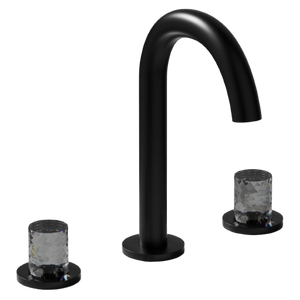 Bathroom Sink Faucet 3 Hole, 8 Inch Widespread Bathroom Faucets, Sink Faucet Black with Pop-up Drain & Hose