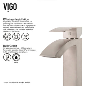 VIGO Duris 12 inch H Single Hole Single Handle Bathroom Faucet in Brushed Nickel - Vessel Sink Faucet VG03007BN