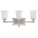 Quoizel NL8603BN Nicholas Mid Century Bath Vanity Wall Lighting, 3-Light, 300 Watts, Brushed Nickel (10"H x 22"W)