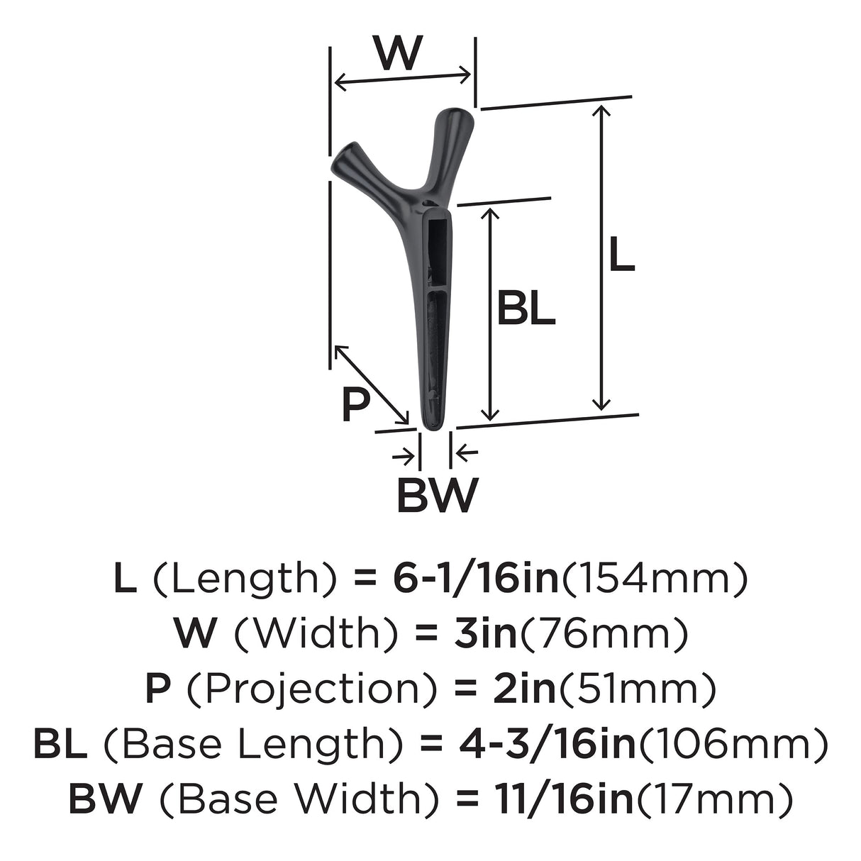 Amerock HBX37017MB Kodiak Double Prong Decorative Wall Hook Matte Black Hook for Coats, Hats, Backpacks, Bags Hooks for Bathroom, Bedroom, Closet, Entryway, Laundry Room, Office
