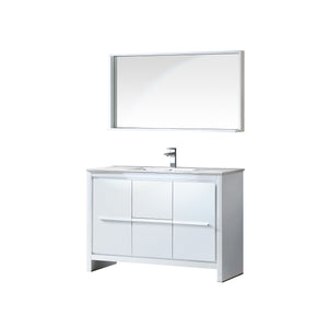 Fresca FVN8148WH Fresca Allier 48" White Modern Bathroom Vanity w/ Mirror