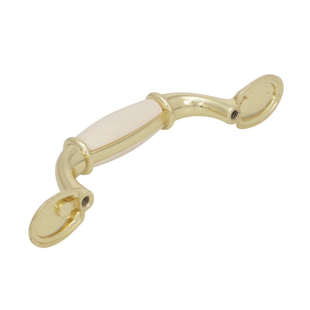 Amerock Cabinet Pull White / Polished Brass 3 inch (76 mm) Center to Center Everyday Heritage 1 Pack Drawer Pull Drawer Handle Cabinet Hardware