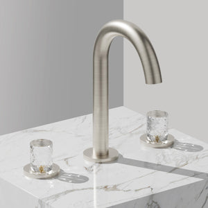 Bathroom Sink Faucet 3 Hole, 8 Inch Widespread Bathroom Faucets, Sink Faucet Brushed Nickel with Pop-up Drain & Hose