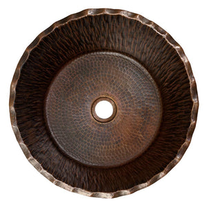 Premier Copper Products PVRTRDB 14.5-Inch Forest Vessel Hammered Copper Sink
