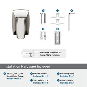 Amerock BH36010G10 Brushed Nickel Single Robe Hook 2-5/8 in. (67 mm) Length Towel Holder Highland Ridge Towel Hook for Bathroom Bathroom Hardware Bath Accessories