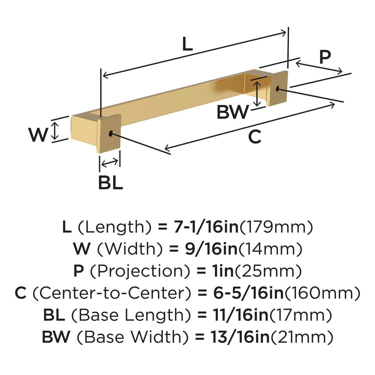 Amerock BP37360CZ Champagne Bronze Cabinet Pull 6-5/16 in (160 mm) Center-to-Center Cabinet Handle Appoint Drawer Pull Kitchen Cabinet Handle Furniture Hardware