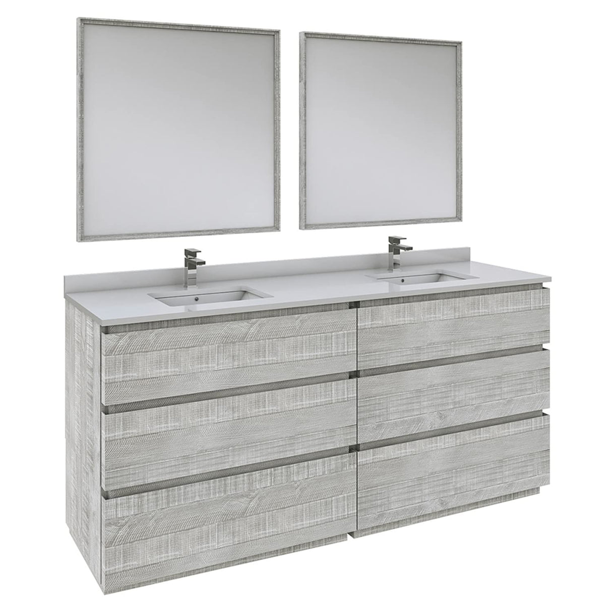 Fresca FVN31-3636ASH-FC Fresca Formosa 72" Floor Standing Double Sink Modern Bathroom Vanity w/ Mirrors in Ash