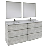 Fresca FVN31-3636ASH-FC Fresca Formosa 72" Floor Standing Double Sink Modern Bathroom Vanity w/ Mirrors in Ash