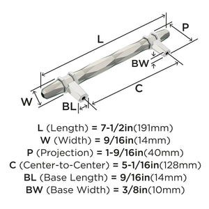 Amerock Cabinet Pull Satin Nickel/Polished Chrome 5-1/16 inch (128 mm) Center-to-Center London 1 Pack Drawer Pull Drawer Handle Cabinet Hardware