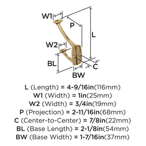 Amerock H37001CZ Vicinity Double Prong Decorative Wall Hook Champagne Bronze Hook for Coats, Hats, Backpacks, Bags Hooks for Bathroom, Bedroom, Closet, Entryway, Laundry Room, Office