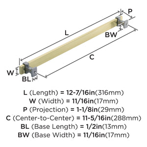 Amerock Cabinet Pull Brushed Gold/Black Chrome 11-5/16 inch (288 mm) Center to Center Overton 1 Pack Drawer Pull Drawer Handle Cabinet Hardware