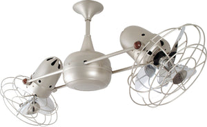 Matthews Fan DD-BN-MTL-DAMP Duplo Dinamico 360” rotational dual head ceiling fan in Brushed Nickel finish with metal blades for damp locations.