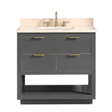 Avanity Allie 37 in. Vanity Combo in Twilight Gray with Gold Trim and Crema Marfil Marble Top