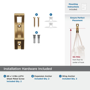Amerock H37010CZ Avid Double Prong Decorative Wall Hook Champagne Bronze Hook for Coats, Hats, Backpacks, Bags Hooks for Bathroom, Bedroom, Closet, Entryway, Laundry Room, Office