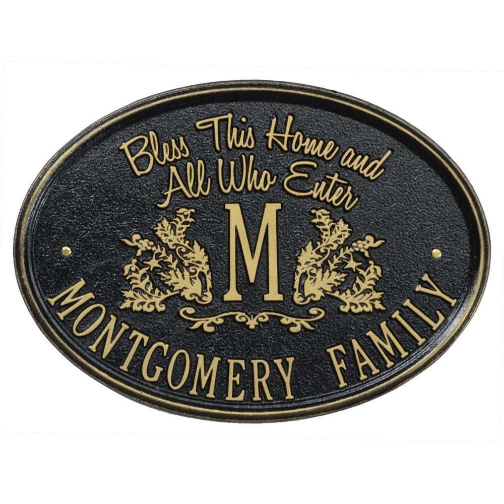 Whitehall 2823BG - Bless This Home Monogram Oval Plaque, Standard Wall 1-line