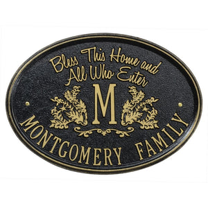 Whitehall 2823BG - Bless This Home Monogram Oval Plaque, Standard Wall 1-line