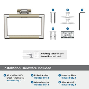 Amerock BH26612PNBBZ Polished Nickel/Golden Champagne Towel Ring 5-1/4 in (133 mm) Towel Holder Esquire Hand Towel Holder for Bathroom Wall Small Kitchen Towel Holder Bath Accessories