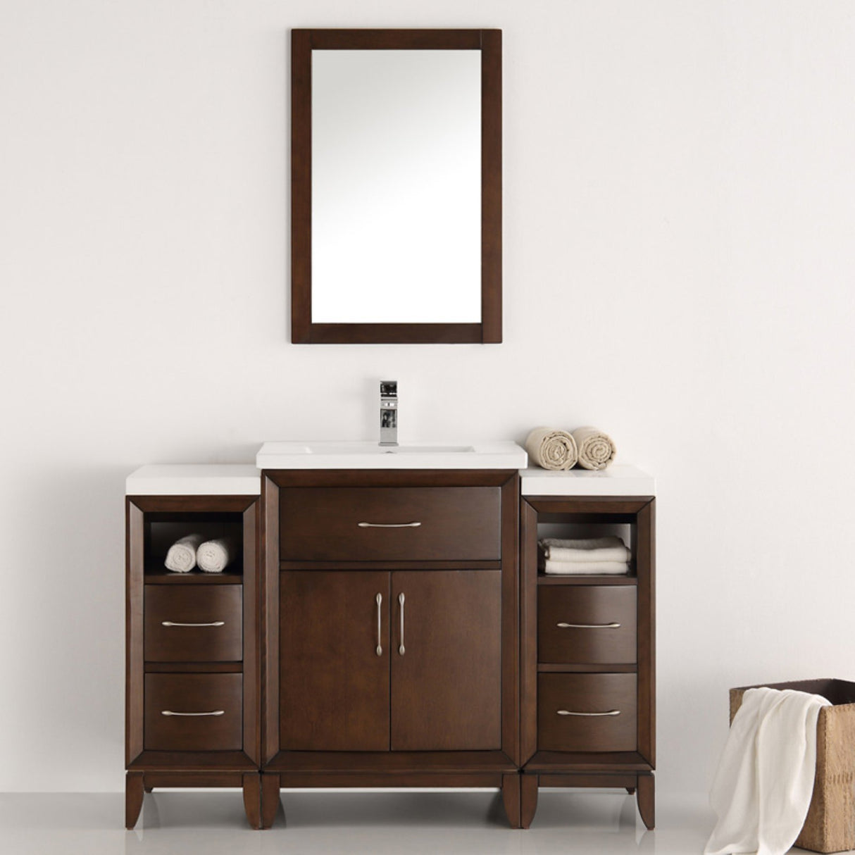 Fresca FVN21-122412WH Fresca Cambridge 48" White Traditional Bathroom Vanity w/ Mirror