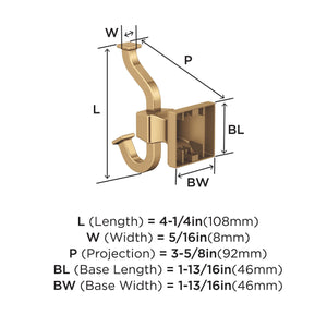 Amerock BH36020CZ Champagne Bronze Single Robe Hook 4-1/4 in. (108 mm) Length Towel Holder Mulholland Towel Hook for Bathroom Bathroom Hardware Bath Accessories